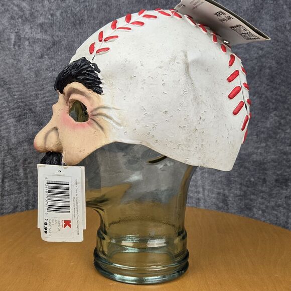 Vintage Halloween Baseball Head Guy Half Mask Vinyl Mustache Seasons for Kmart - Picture 10 of 14